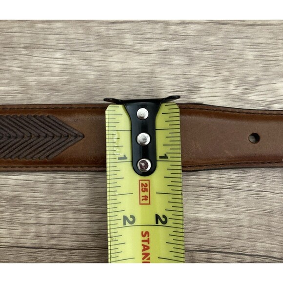 Roundtree and Yorke Brown Leather Belt Mens 38 Embellished Brass Western Concho - Picture 14 of 16